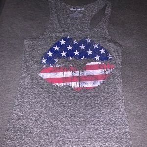 Patriotic lips tank top